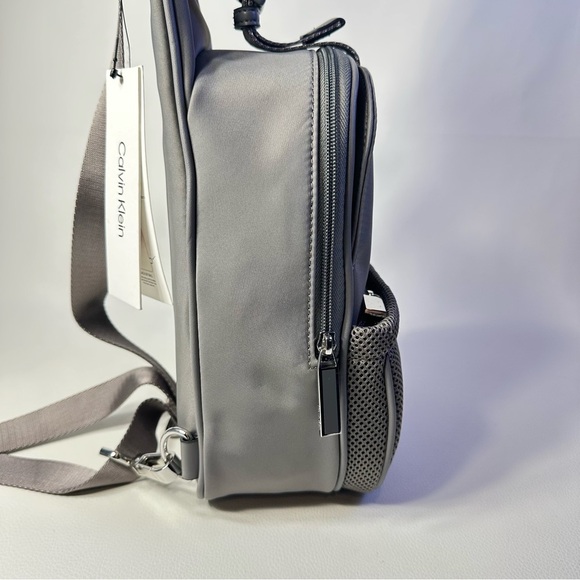 NEW CALVIN KLEIN JESSIE NYLON SLING BAG BACKPACK GREY - Picture 6 of 12